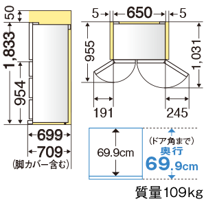 据付スペース(単位:mm)